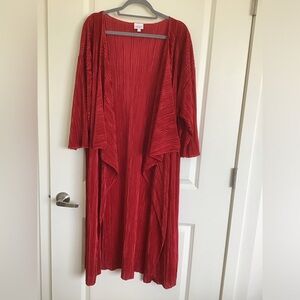 Lularoe Cherry Red Silky Micropleat Kimono